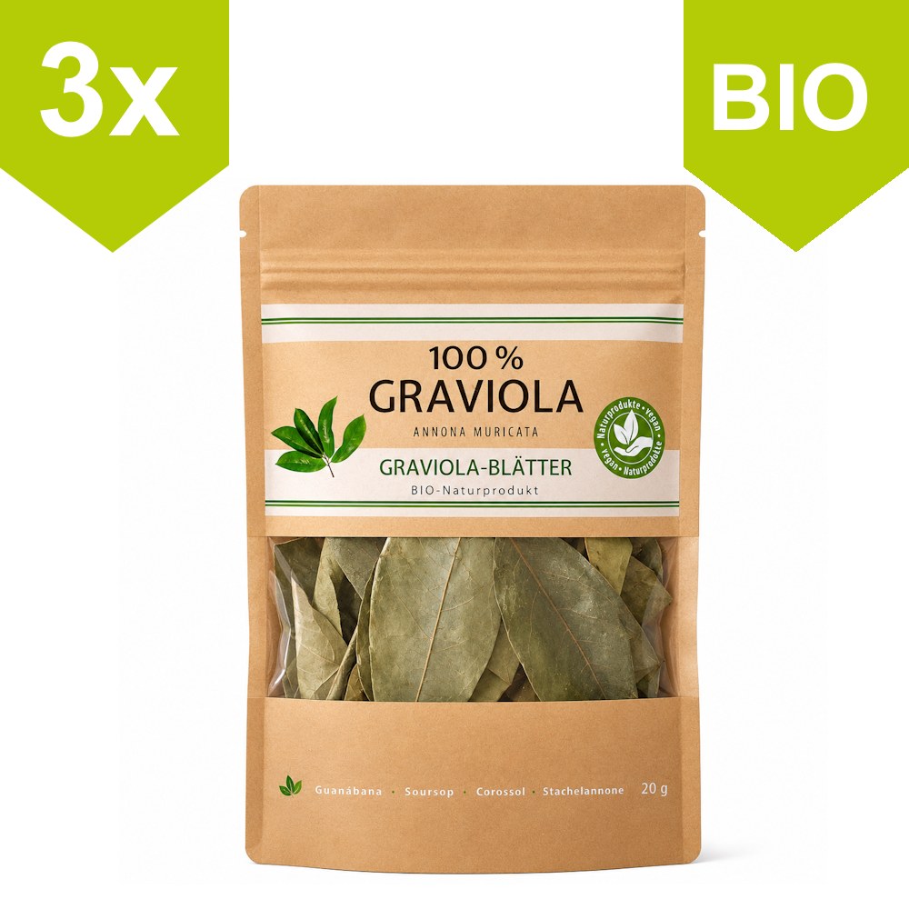 3 x 100% BIO FEUILLES DE COROSSOL. Collection sauvage.