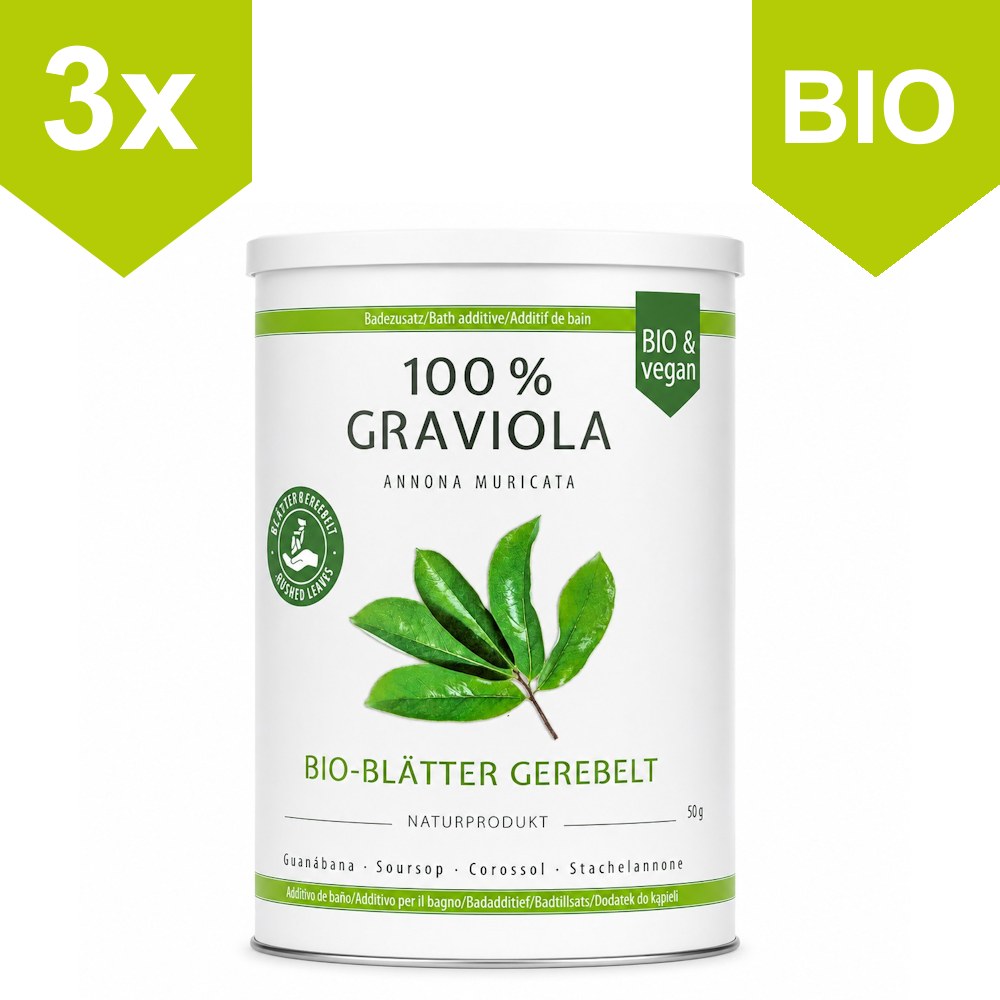 3 x 100% BIO-GRAVIOLA-BLÄTTER gerebelt (150g)
