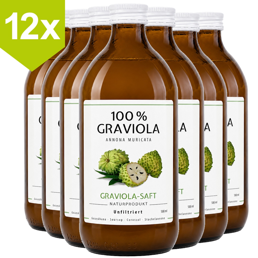 12 x 100% JUS DE COROSSOL. Non filtré & Vegan.